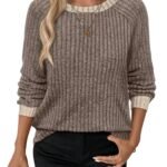Camisas de manga larga para mujer de WIHOLL, jerséis ligeros, conjuntos de otoño 2025, ropa de invierno con bloques de color, elegante y casual, suave