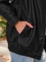 Chaqueta oversize de piel sintética para mujer de AUTOMET - Abrigo de otoño estilo motero con cierre de cremallera - Imagen 6