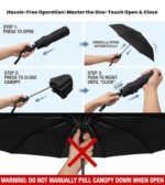 SIEPASA Compact Travel Umbrella - Windproof Auto Open/Close, Small Folding Umbrella for Rain - Lightweight &amp; Durable with Fiberglass Frame, Waterproof Canopy - Fits Backpack, Purse, Suitcase. (Black) - Image 5
