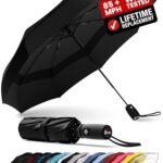 Paraguas de viaje resistente al viento REPEL: compacto y capaz de soportar vientos de hasta 85 MPH; el paraguas plegable automático de gama alta más resistente para la lluvia y el sol; duradero, ligero y fácil de transportar, tanto para mujeres como para hombres; cabe en mochilas y coches