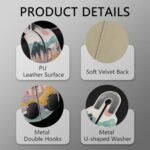 Blusabaca, 2 unidades de ganchos para el reposacabezas del asiento trasero del coche, soporte para bolsos Sunrise, gancho doble de metal con revestimiento de cuero sintético para organizar el asiento trasero, accesorios de organización para el coche para mujer - Imagen 6