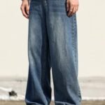 Vaqueros holgados de hip hop para hombre, pantalones de denim de corte ancho tipo skater, pantalones largos de estilo casual y holgado, ropa urbana