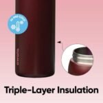 Botella de agua térmica de acero inoxidable Owala FreeSip con pajita, botella deportiva sin BPA, ideal para viajar, 32 oz, color cereza negra - Imagen 4