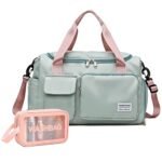 Bolsa de gimnasio pequeña para mujer, bolsa de viaje tipo duffel, bolsa de fin de semana de mano con compartimento para zapatos