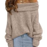 LILLUSORY: Jerséis de mujer con hombros al descubierto, de corte oversize, con mangas de murciélago y corte holgado