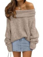 LILLUSORY: Jerséis de mujer con hombros al descubierto, de corte oversize, con mangas de murciélago y corte holgado