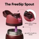 Botella de agua térmica de acero inoxidable Owala FreeSip con pajita, botella deportiva sin BPA, ideal para viajar, 32 oz, color cereza negra - Imagen 6