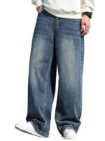 Vaqueros holgados de hip hop para hombre, pantalones de denim de corte ancho tipo skater, pantalones largos de estilo casual y holgado, ropa urbana