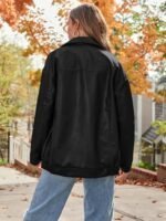Chaqueta oversize de piel sintética para mujer de AUTOMET - Abrigo de otoño estilo motero con cierre de cremallera - Imagen 2