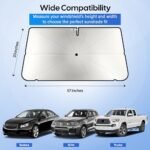 Parasol EcoNour para el parabrisas del coche | Parasol plegable | Protección contra los rayos UV y el calor para el parabrisas, con bolsa de almacenamiento | Apto para turismos, camionetas y SUV | Tamaño mediano: 57" x 33" Visita la tienda EcoNour - Imagen 2