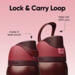 Botella de agua térmica de acero inoxidable Owala FreeSip con pajita, botella deportiva sin BPA, ideal para viajar, 32 oz, color cereza negra - Imagen 5