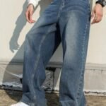 Vaqueros holgados de hip hop para hombre, pantalones de denim de corte ancho tipo skater, pantalones largos de estilo casual y holgado, ropa urbana