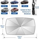 2026 Windshield Sun Shade Umbrella, Foldable Car Umbrella Sunshade with UV Block Car Front Window (Heat Insulation Protection) for Auto Windshield Covers Trucks Cars (Large)