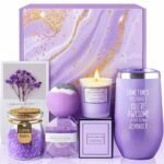 Regalos para mujeres, mamá, esposa, novia, hermana, ella: regalos de cumpleaños, Navidad, San Valentín y Día de la Madre — Set de cesta de regalo «Lavender Spa»