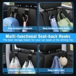 Juego de 4 ganchos para reposacabezas de asiento de coche Amooca, organizador de almacenamiento universal para bolsos, carteras y abrigos, apto para cualquier vehículo, color negro, tipo S - Imagen 5