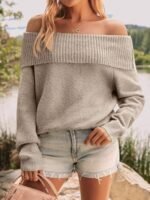 LILLUSORY: Jerséis de mujer con hombros al descubierto, de corte oversize, con mangas de murciélago y corte holgado - Imagen 4