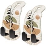 Blusabaca, juego de 2 ganchos para el reposacabezas del asiento del coche, soporte para bolsos Sunrise, gancho doble de metal con revestimiento de cuero sintético para organizar el asiento trasero, accesorios de organización para el coche para mujer - Imagen 4