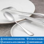 Juego de cubiertos de 16 piezas (tenedores y cucharas), juego de cubiertos de acero inoxidable apto para uso alimentario para el hogar, la cocina y restaurantes, pulido a espejo, apto para el lavavajillas: 8 tenedores de mesa (8 pulgadas) y 8 cucharas de té (6,5 pulgadas) - Imagen 7