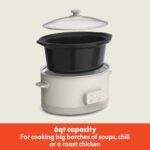 bella 6.0 Qt Programmable Slow Cooker, Ceramic Nonstick Coating, Adjustable Temperature &amp; Cooking Times, Dishwasher Safe Stoneware Pot &amp; Tempered Glass Lid, Tangle Free Cord Wrap, Oatmilk - Image 2