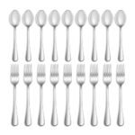 Juego de cubiertos de 16 piezas (tenedores y cucharas), juego de cubiertos de acero inoxidable apto para uso alimentario para el hogar, la cocina y restaurantes, pulido a espejo, apto para el lavavajillas: 8 tenedores de mesa (8 pulgadas) y 8 cucharas de té (6,5 pulgadas) - Imagen 4