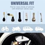 Tire Valve Stem Cap Cover - (5 Pack) Tire Air Cap Metal with Plastic Liner Corrosion Resistant Leak-Proof American Flag for Car Truck Motorcycle Bike Black - Image 2