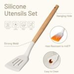 CAROTE 22pcs Silicone Cooking Utensils Set, 446°F Heat Resistant Kitchen Utensils Gadgets Set, Spatula, Turner, Whisk, Tongs - Image 4