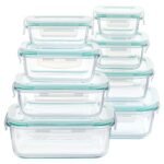 Vtopmart: paquete de 8 recipientes de cristal para conservar alimentos con tapas herméticas; recipientes de cristal para preparar comidas; ideal para el almuerzo en la oficina; aptos para microondas, horno, congelador y lavavajillas; sin BPA