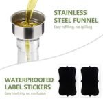 17oz Olive Oil Dispenser Bottle, 500ml Oil & Vinegar Cruet with 2 Stainless Steel Pourers, 2 Labels,1 Brush and 1 Funnel for Kitchen - Image 2