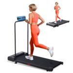 Cinta de correr Walking Pad con barra de sujeción, modelo 2026 mejorado: cinta de correr portátil para debajo del escritorio, ideal para hogares pequeños, con asas, de 3,0 HP, velocidad de 0,6 a 7,6 MPH y capacidad de 350 LBS