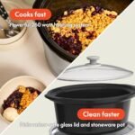 bella 6.0 Qt Programmable Slow Cooker, Ceramic Nonstick Coating, Adjustable Temperature &amp; Cooking Times, Dishwasher Safe Stoneware Pot &amp; Tempered Glass Lid, Tangle Free Cord Wrap, Oatmilk - Image 6