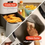 Freidora sin aceite Bella Slim de 4 Qt, línea de menaje de cocina «Fits-anywhere™», recubrimiento antiadherente cerámico «EverGood™», temperatura ajustable, 6 opciones de cocción preprogramadas, apagado automático a los 60 minutos con señal acústica, capacidad de 3,3 lb, leche de avena - Imagen 6