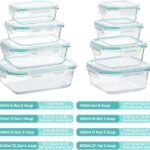 Vtopmart 8 Pack Glass Food Storage Containers with Airtight Lids, Glass Meal Prep Containers, Lunch Office Meal for Microwave, Oven, Freezer and Dishwasher, BPA Free