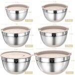 Mixing Bowls with Airtight Lids Set, 26PCS Stainless Steel Khaki Bowls with Grater Attachments, Non-Slip Bottoms &amp; Kitchen Gadgets Set, Size 7, 4, 2.5, 2.0,1.5, 1QT, Great for Mixing &amp; Serving - Image 6