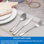 Juego de cubiertos de 16 piezas (tenedores y cucharas), juego de cubiertos de acero inoxidable apto para uso alimentario para el hogar, la cocina y restaurantes, pulido a espejo, apto para el lavavajillas: 8 tenedores de mesa (8 pulgadas) y 8 cucharas de té (6,5 pulgadas) - Imagen 5