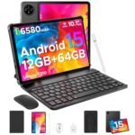 Tableta Android DOOGEE Tab A9, tableta de 10 pulgadas, 12 GB + 64 GB/2 TB TF, tableta para juegos de 6580 mAh, procesador de cuatro núcleos a 2,0 GHz, pantalla IPS HD de 1280 x 800, altavoces duales, 5G, WiFi, Bluetooth 5.0, desbloqueo facial, tableta con Android 15, teclado, lápiz y ratón - Imagen 6