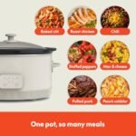 bella 6.0 Qt Programmable Slow Cooker, Ceramic Nonstick Coating, Adjustable Temperature &amp; Cooking Times, Dishwasher Safe Stoneware Pot &amp; Tempered Glass Lid, Tangle Free Cord Wrap, Oatmilk - Image 4