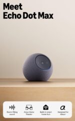 Amazon Echo Dot Max (último modelo), altavoz con Alexa que llena la habitación de sonido y ofrece casi el triple de graves; ideal para salones y espacios de tamaño medio; diseñado para Alexa+, color grafito